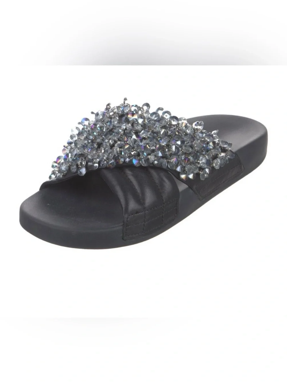 Tory Burch Crystal-Embellished Slide Sandals Sz8 - Blue